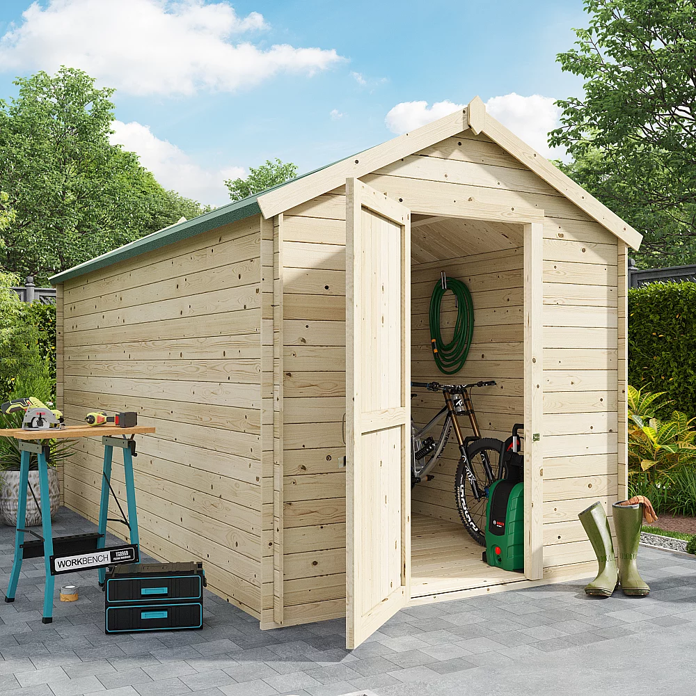 BillyOh Pro Apex Log Cabin W2.1m x D3.9m 28mm Tongue and Groove Walls and Wide Door Log Cabin Shed