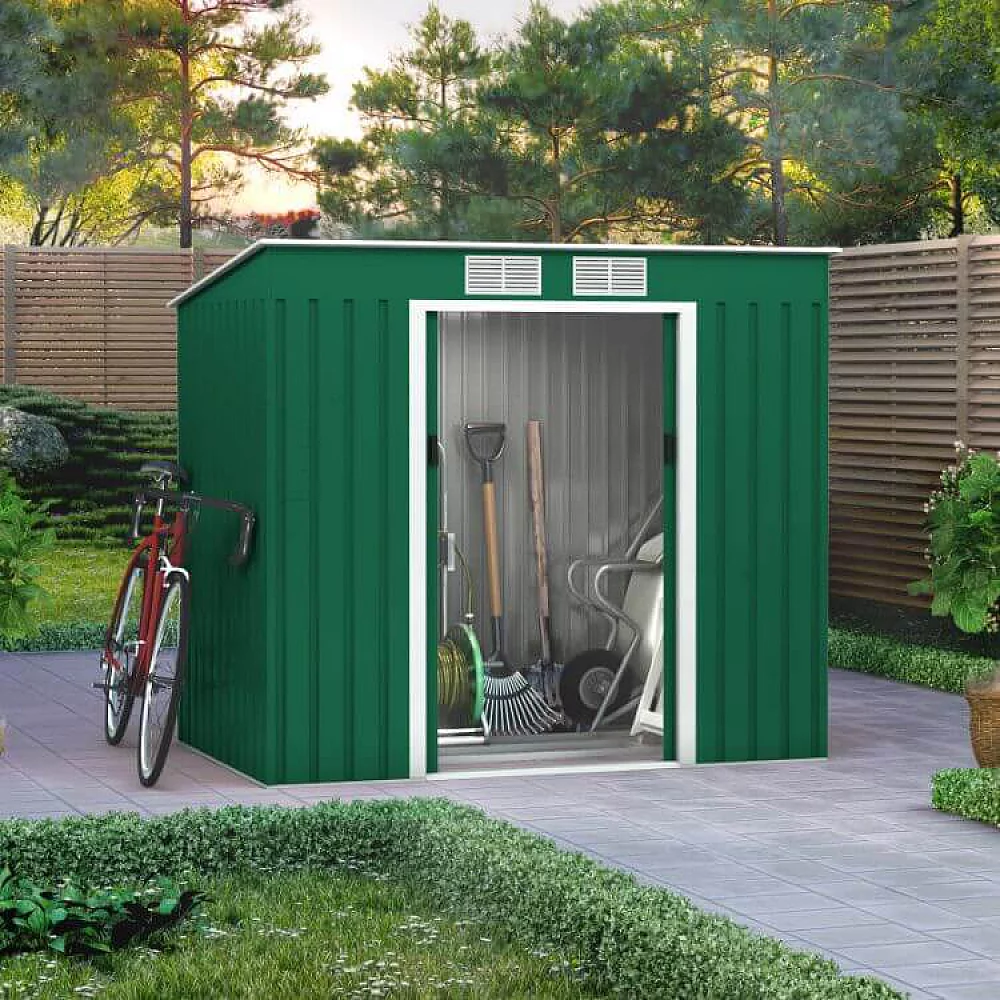 7x4 Cargo Pent Metal Shed Green BillyOh