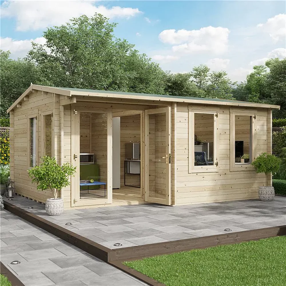 BillyOh Kent Garden Office W5.0m x D4.0m 44mm Log Cabin Office