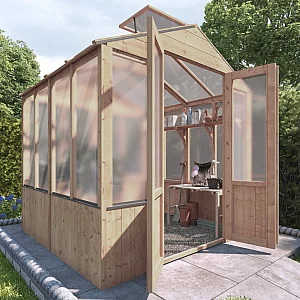 6x6 Wooden Polycarbonate Greenhouse with Opening Roof Vent PT BillyOh 4000 Lincoln