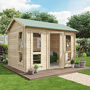 10 x 8 Log Cabin BillyOh Darcy Log Cabin Summerhouse 10x8 Modern Single Door 28mm Reverse Apex Cabin