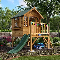 4x4 BillyOh Bunny Max Tower Playhouse Raised Playhouse Pressure Treated Apex Roof 4 Windows Wooden Kids Playhouse with Ladder