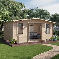 5.0m x 3.0m BillyOh Winchester 28mm Log Cabin Pressure Treated Apex Alpine Wooden Summerhouse