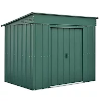 Globel Low Pent Metal Shed 6x4 Green Heavy Duty Garden Storage with Sliding Doors