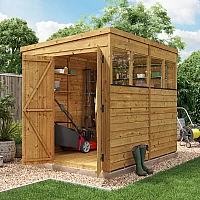 8x6 BillyOh Switch Overlap Pent Shed with Windows Modular Door and Window Layout Double Doors Wooden Garden Storage Shed