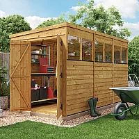 12x6 BillyOh Switch Overlap Pent Shed with Windows Modular Door and Window Layout Double Doors Wooden Garden Storage Shed