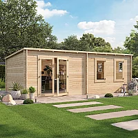 7.0m x 4.0m BillyOh Fraya Max 44mm Log Cabin Pressure Treated Pent Wooden Garden Office or Studio