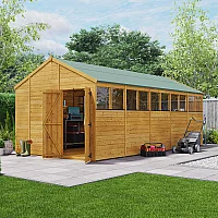 20x10 BillyOh Expert Tongue and Groove Apex Shed with Windows Modular Door and Window Layout Double Doors Garden Workshop