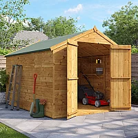 10x8 BillyOh Master Tongue and Groove Windowless Apex Shed Double Doors PreAssembled Panels Wooden Garden Storage Shed Bike Store