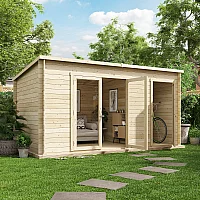 12x8 PT BillyOh Tianna Log Cabin Summer House with Side Store 19mm Summerhouse Log Cabin