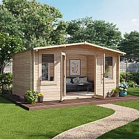 5x3m BillyOh Winchester 28mm Log Cabin Pressure Treated Apex Alpine Wooden Summerhouse