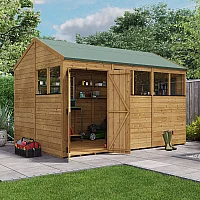 12x8 BillyOh Expert Tongue and Groove Reverse Apex Shed with Windows Modular Door and Window Layout Double Doors Garden Workshop