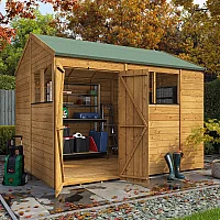 10x8 BillyOh Pro Reverse Apex HD 15mm Tongue and Groove Heavy Duty Shed with Windows Modular Door and Window Layout 10x8 Shed Garden Workshop
