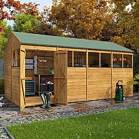 16x8 BillyOh Pro Reverse Apex HD 15mm Tongue and Groove Large Heavy Duty Shed with Windows Modular Door and Window Layout Garden Workshop