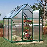 6 ft x 6 ft Palram Canopia Mythos Green Polycarbonate Greenhouse 1.85m x 1.86m