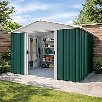 10 ft x 8 ft Yardmaster Green Apex Metal Shed 3.03m x 2.37m