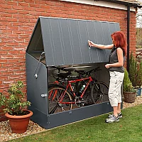 6 ft 4 x 2 ft 9 Trimetals Ramped Metal Bike Shed Anthracite 1.96m x 0.89m