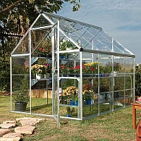 6 ft x 8 ft Palram Canopia Harmony Walk In Silver Polycarbonate Greenhouse 1.85m x 2.47m