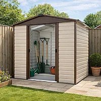 8 ft x 6 ft 6 Yardmaster Shiplap Apex Metal Shed Brown Finish 2.43m x 1.97m