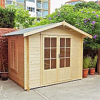Shire Barnsdale 2.4m x 2.4m Wooden Log Cabin Summerhouse 19mm