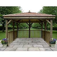 11 ft x11 ft 3.5x3.5m Square Wooden Garden Gazebo with New England Cedar Roof