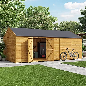 20x10 BillyOh Expert Classic Tongue and Groove Windowless Reverse Apex Shed Double Doors PreAssembled Panels Wooden Garden Workshop