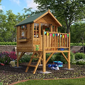 4x4 BillyOh Bunny Max Tower Playhouse Raised Playhouse Apex Roof 4 Windows Wooden Kids Playhouse with Ladder