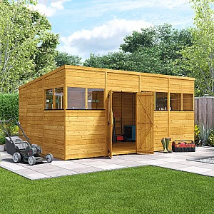 16x10 BillyOh Pent Wooden Shed with Windows Extra Large DIY Workshop Shed Kit