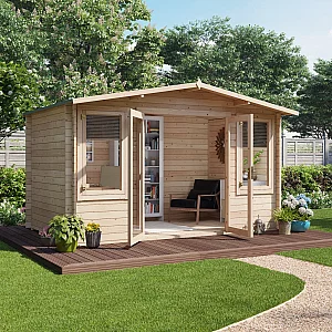 4x2.5m BillyOh Winchester 44mm Log Cabin Apex Alpine Wooden Summerhouse or Garden Office