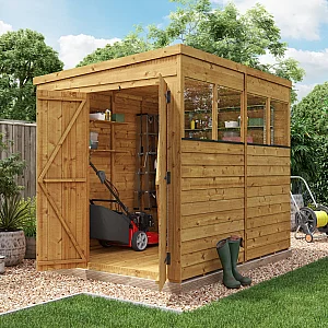 8x6 BillyOh Switch Overlap Pent Shed with Windows Modular Door and Window Layout Double Doors Wooden Garden Storage Shed