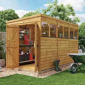 12x6 BillyOh Switch Overlap Pent Shed with Windows Modular Door and Window Layout Double Doors Wooden Garden Storage Shed