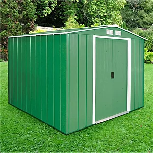 8x8 Metal Shed Sapphire Apex Green Galvanised Steel Shed with Vents
