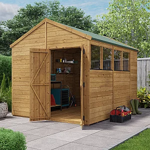 10x8 BillyOh Expert Tongue and Groove Apex Shed with Windows Modular Door and Window Layout Double Doors Garden Workshop