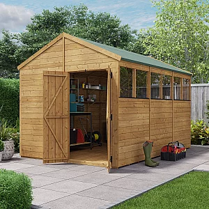 12x8 BillyOh Expert Tongue and Groove Apex Shed with Windows Modular Door and Window Layout Double Doors Garden Workshop