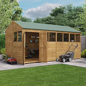 16x8 BillyOh Expert Tongue and Groove Reverse Apex Shed with Windows Modular Door and Window Layout Double Doors Garden Workshop