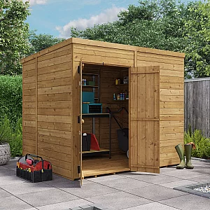 8x6 BillyOh 11mm Tongue and Groove Windowless Pent Shed Modular Door Layout Double Doors Wooden Garden Storage Shed Bike Store