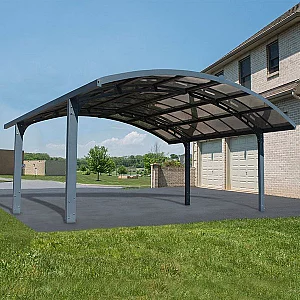 16 ft x 19 ft Palram Canopia Arizona Breeze Grey Metal Double Carport 4.95m x 5.78m