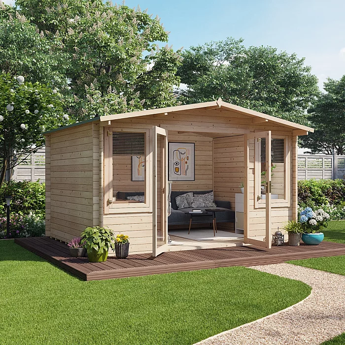 4.0m x 3.0m BillyOh Winchester 44mm Log Cabin Pressure Treated Apex Alpine Wooden Summerhouse