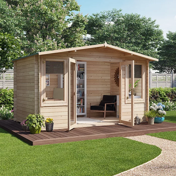 4x2.5m BillyOh Winchester 44mm Log Cabin Apex Alpine Wooden Summerhouse or Garden Office