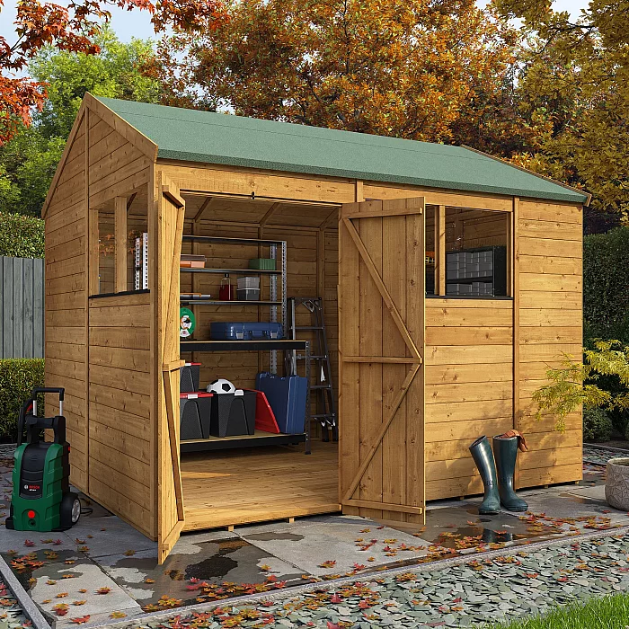10x8 BillyOh Pro Reverse Apex HD 15mm Tongue and Groove Heavy Duty Shed with Windows Modular Door and Window Layout 10x8 Shed Garden Workshop