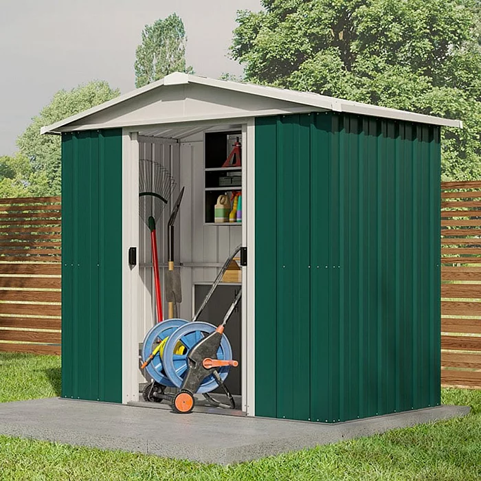 6 ft 8 x 4 ft 6 Yardmaster Green Apex Metal Shed 2.02m x 1.37m