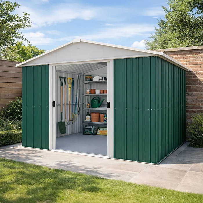 10 ft x 8 ft Yardmaster Green Apex Metal Shed 3.03m x 2.37m