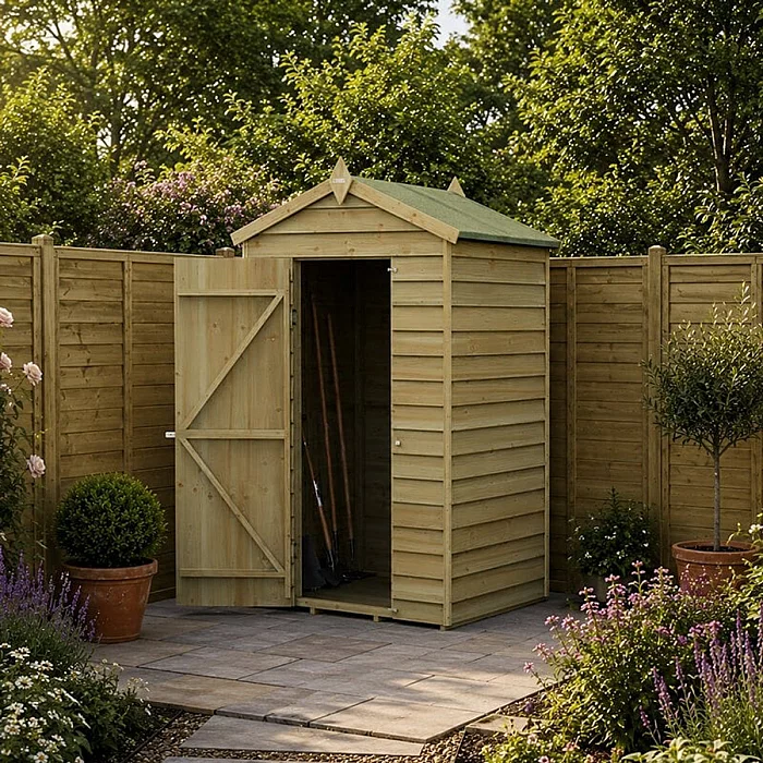 4 ft x 3 ft Forest 4Life 25yr Guarantee Overlap Pressure Treated Windowless Apex Wooden Storage Shed 1.34m x 1m