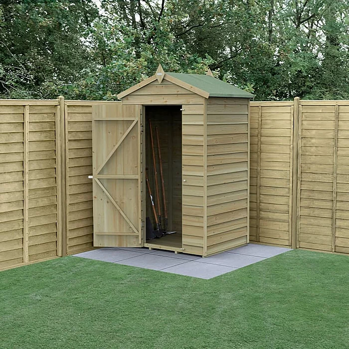 4 ft x 3 ft Forest 4Life 25yr Guarantee Overlap Pressure Treated Windowless Apex Wooden Storage Shed 1.34m x 1m Next Working Day Delivery