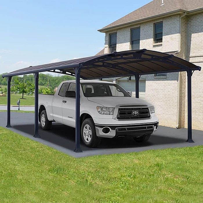 12 ft x 21 ft Palram Canopia Arcadia 6400 Grey Metal Carport 3.59m x 6.44m